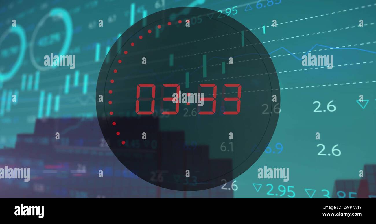 Image of financial data processing over timer changing Stock Photo - Alamy