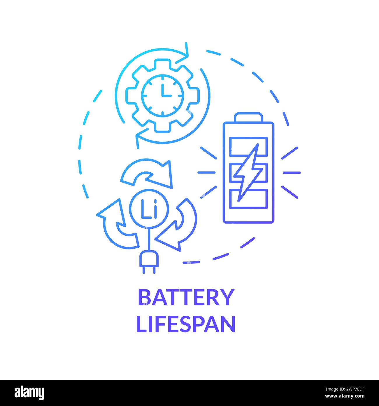 Battery lifespan blue gradient concept icon Stock Vector