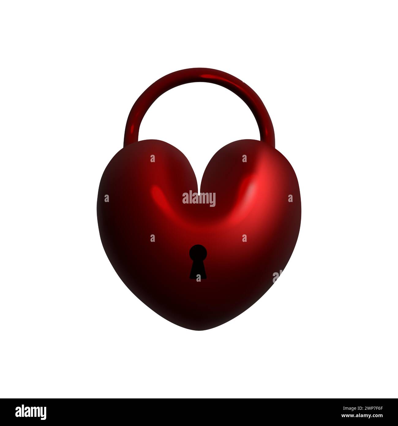 3D red lock with keyhole vector illustration design. Heart shape ...