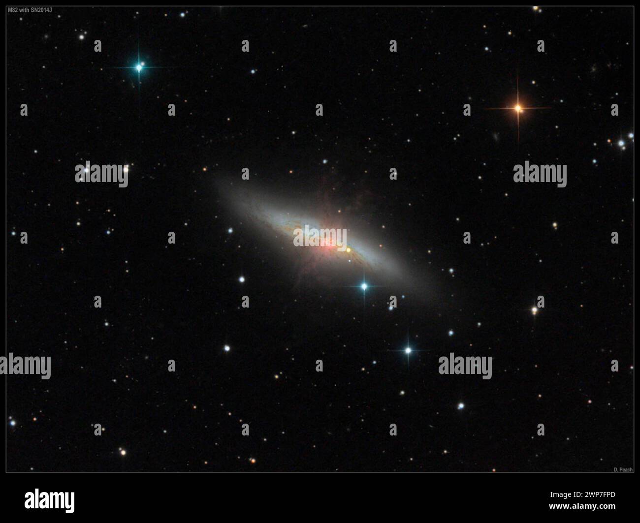 Supernova 2014J within Starburst Galaxy Messier 82 Stock Photo