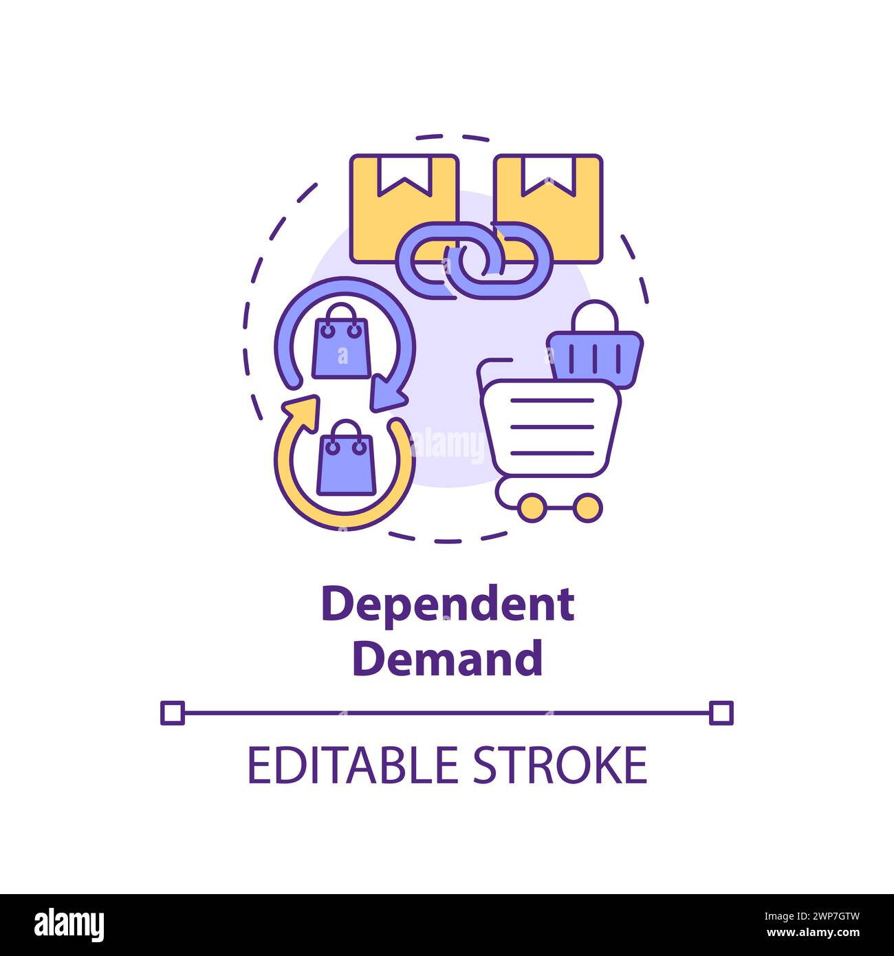 Dependent demand multi color concept icon Stock Vector