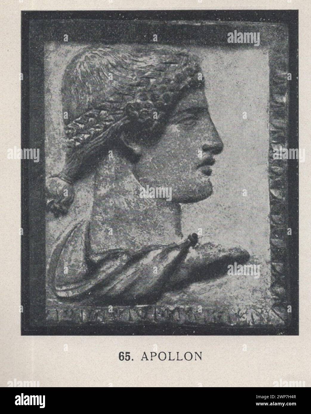 Adolf Furtwängler : Glyptothek 1907 / Illustrierter Katalog der Glyptothek König Ludwig's I. zu München / Kastner & Callwey, 1907 / Illustrated catalogue of the Glyptothek of King Ludwig I in Munich at 1907 / incunabeln saal - incunabula hall / Apollon - antique greek Apollo bust - antique Apollo relief - Antique Apollo statue - ancient Greek Apollo - Profile of the ancient Greek Apollo Stock Photo