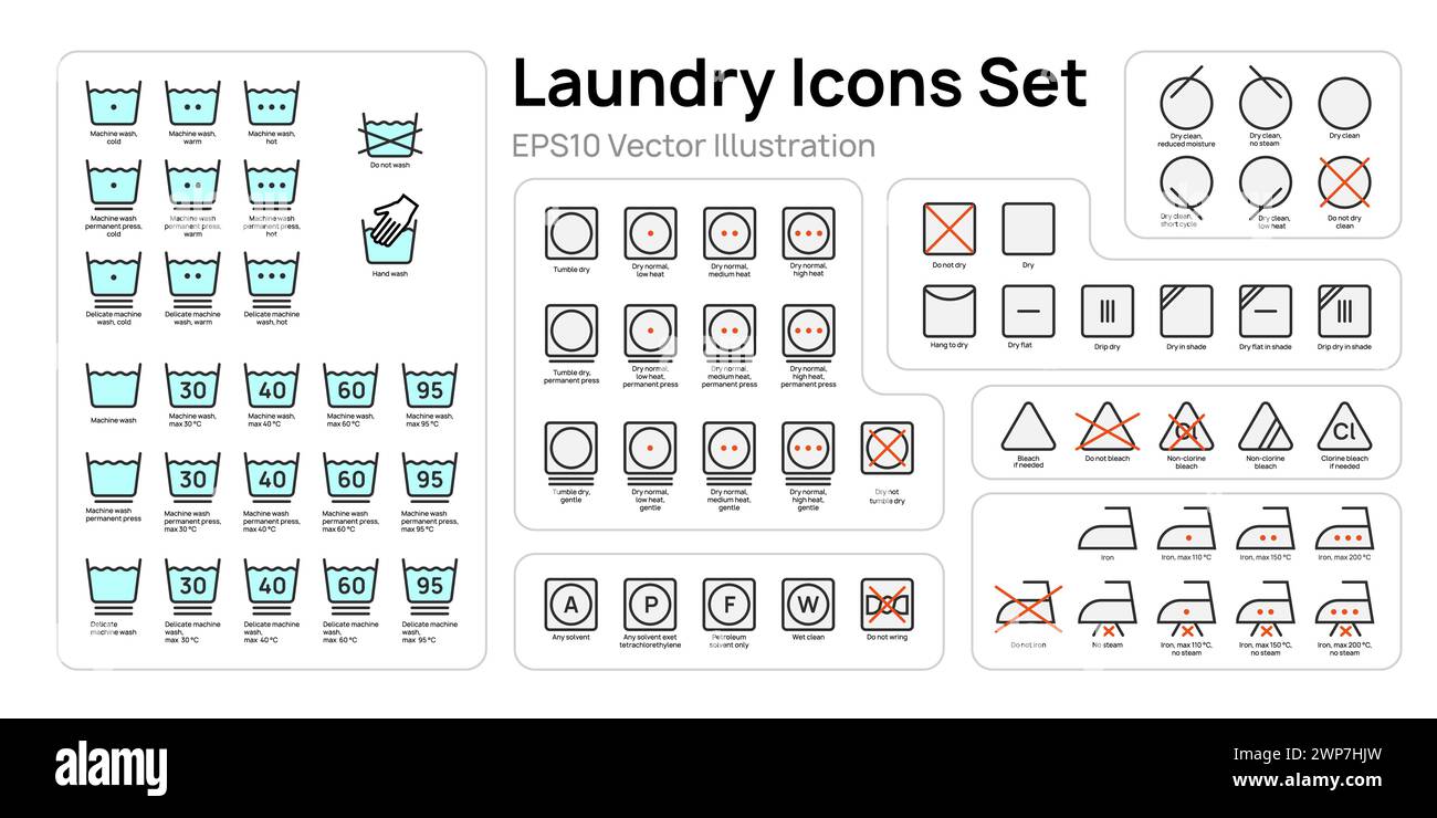 Big laundry icons set vector illustration design. Collection of washing ...