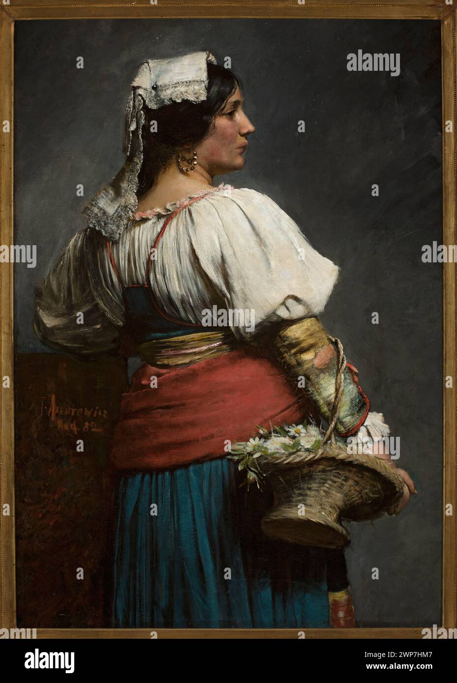 Florist in Oska; Axentowicz, Teodor (1859-1938); 1882 (1882-00-00-1882-00-00);academism (style), gift (provenance), folk costumes, Italian costumes Stock Photo