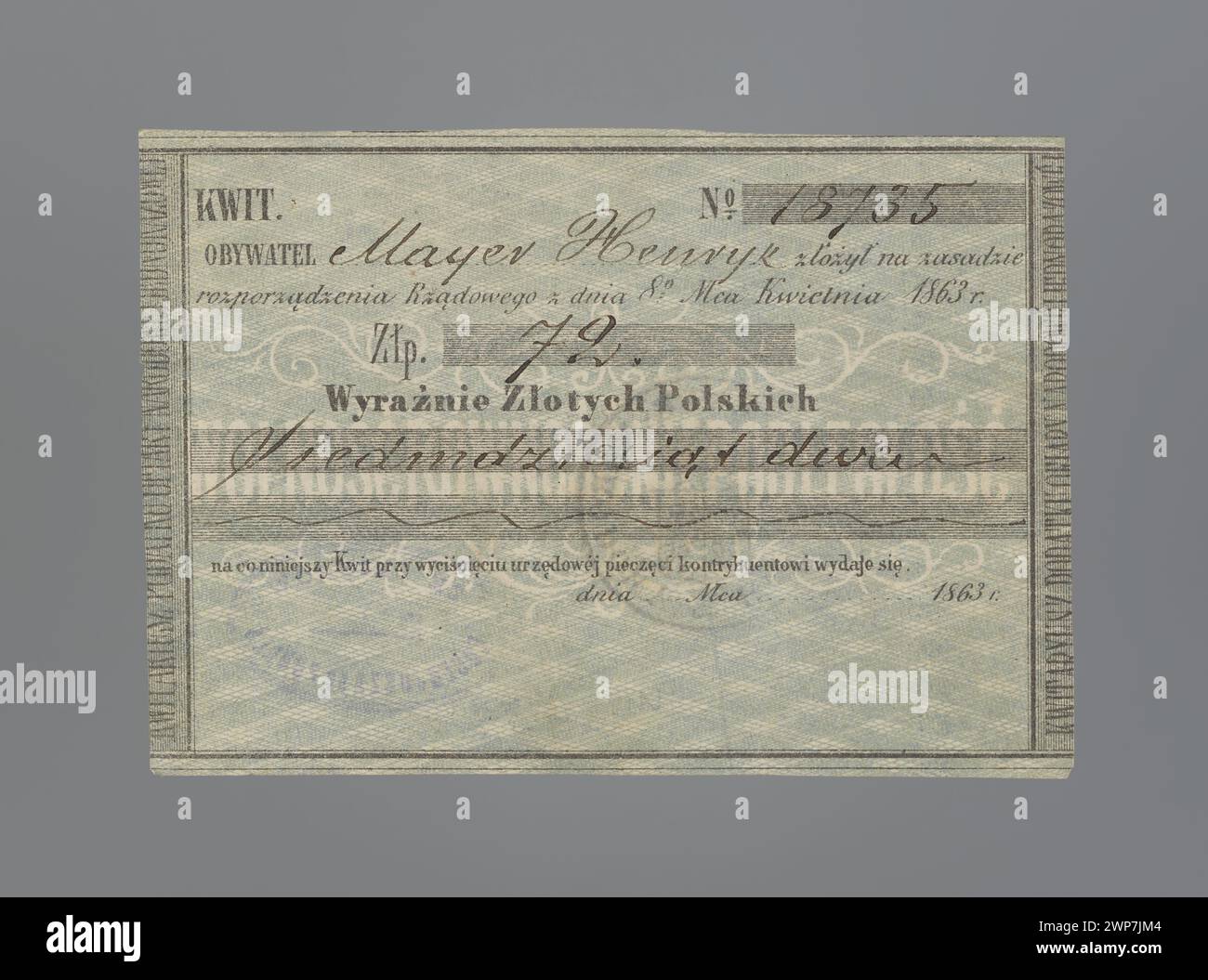 Official Name 1863 national document labeled 'NATIONAL NAME NAME CLUT' recording ...