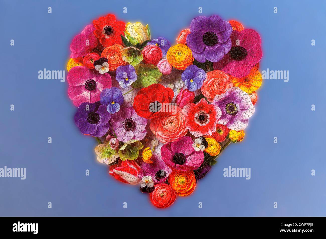 A floral heart shaped puzzle Stock Photo