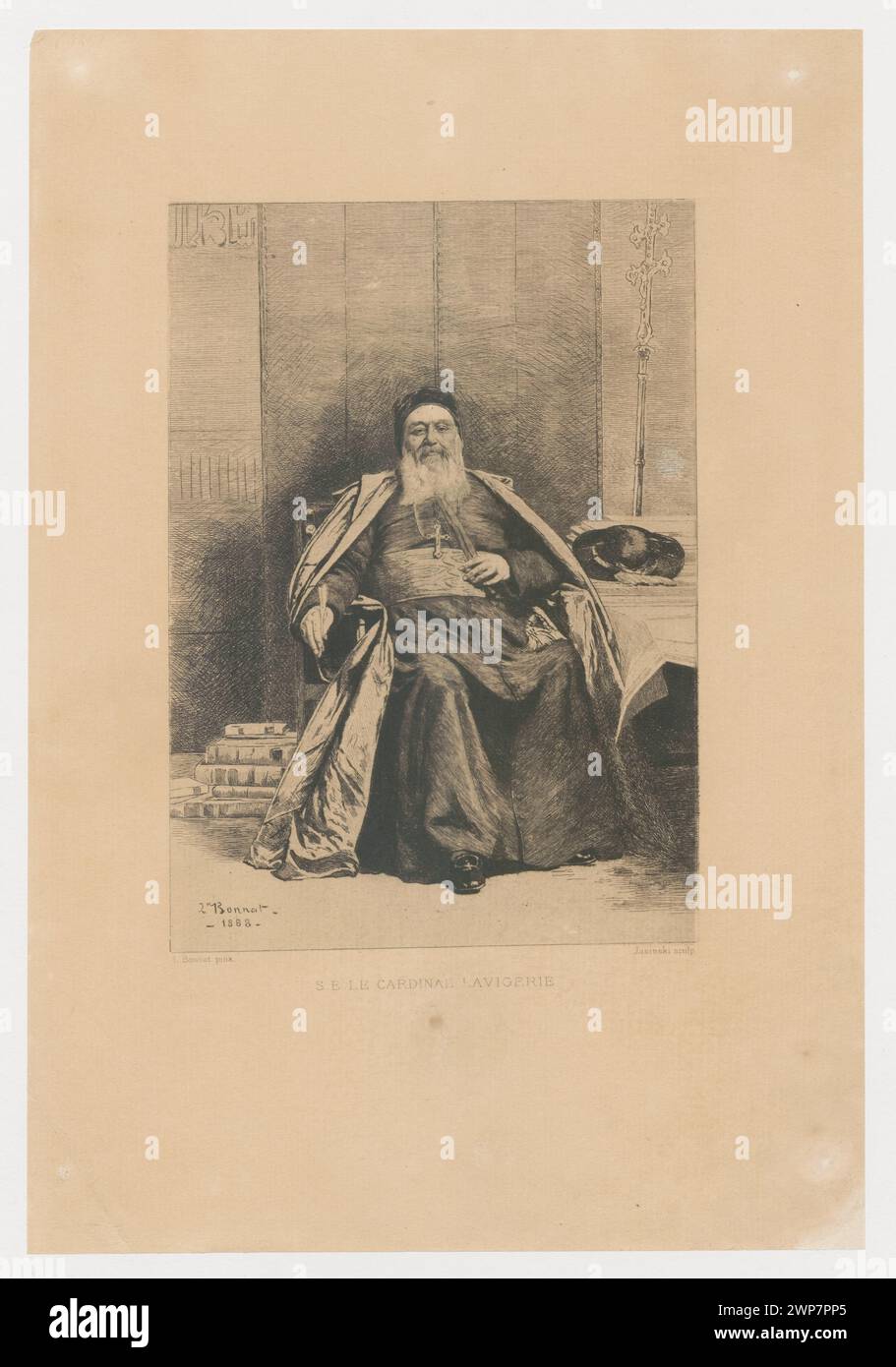 S. E. Le Cardinal Lavigerie; Jasi Ski, Feliks Stanis ; magazine, publishing house; 1859-2002); 1888 (1888-00-00-1888-00-00);Gazette des Beaux -Arts (magazine - Paris - 1859-2002) - illustrations, Lavigerie, Charles Martial Allemand (cardinal - 1825-1892), Woźnicki, Kazimierz (1878-1949), Woźnicki, Kazimierz (1878-1949) - collection, Dar (provenance), clergy, French (culture), French graphics, Polish graphics, cardinals, books, Poland (culture), portraits, male portraits Stock Photo