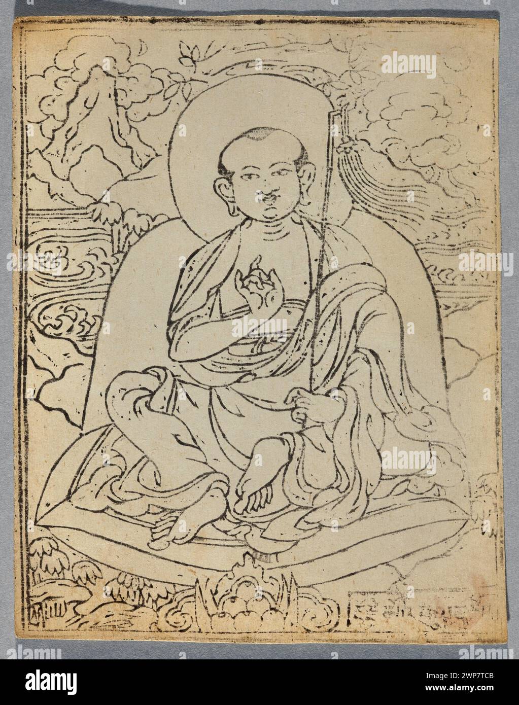 20th-century depiction of an Arhat figure with distinguishing features ...