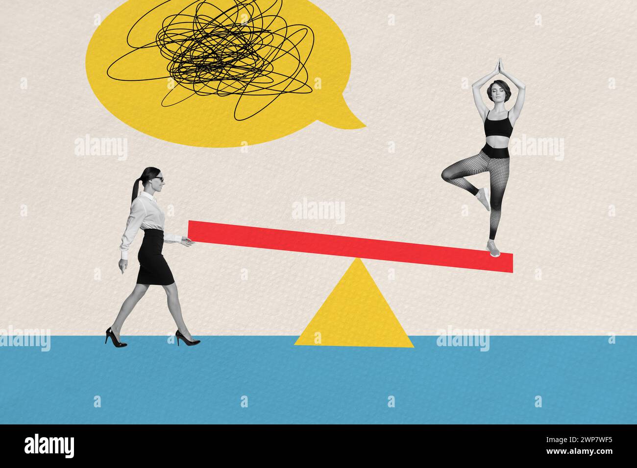 Composite collage picture image of successful female work life balance ...