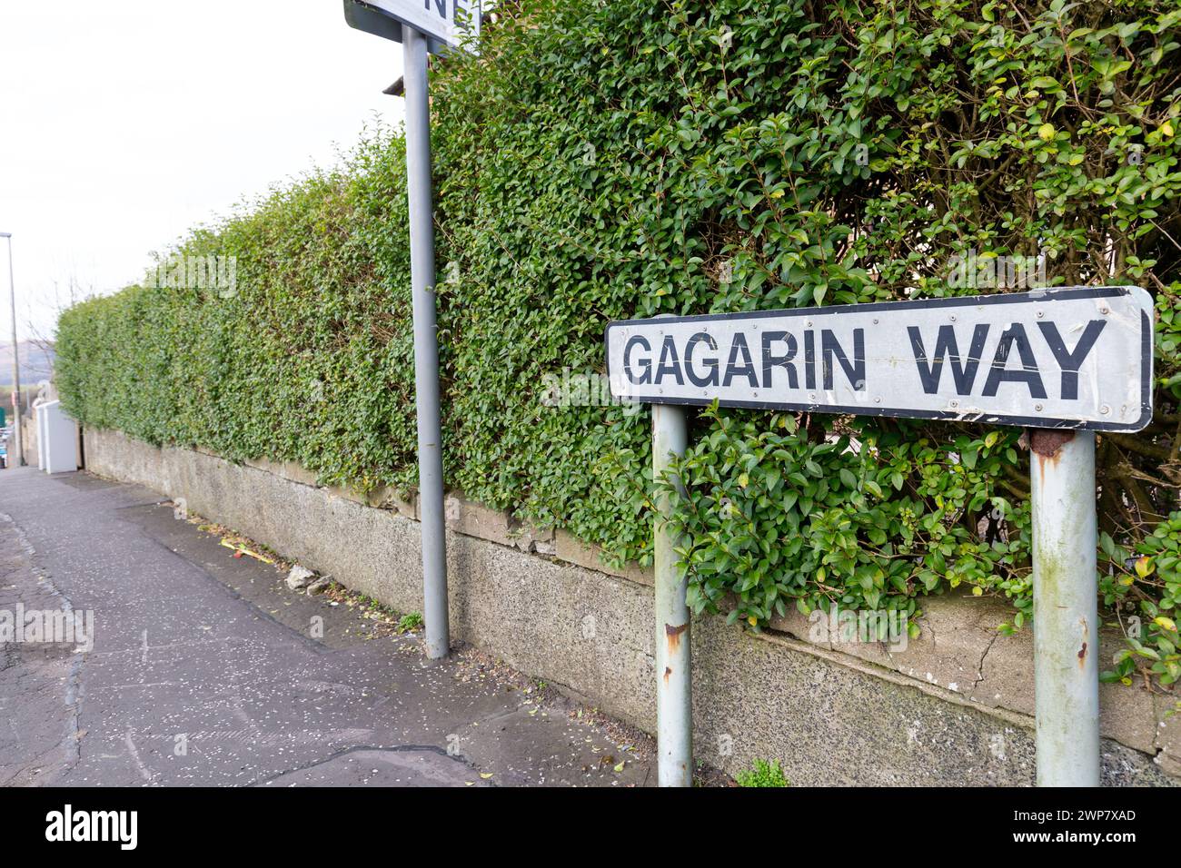Lumphinnans was nicknamed as "Little Moscow" The local left-wing council named a road Gagarin Way in the Russian cosmonaut's honour Stock Photo