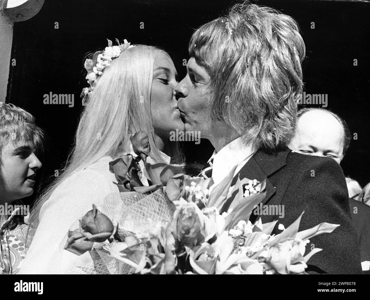 Björn Ulvaeus and Agnetha Fältskog wedding in Verum Church in Verum, Sweden, on July 6, 1971.Photo: Staffan Johansson / Sydsvenskan / TT code 2503 Stock Photo