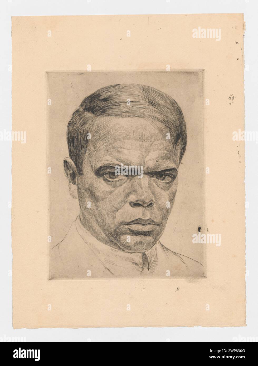 Self-portrait by Władysław Skoczylas, created in 1912, showing the ...
