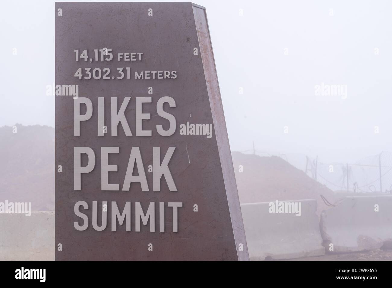 The Pikes Peak Sign Colorado Springs, Colorado, USA. Stock Photo