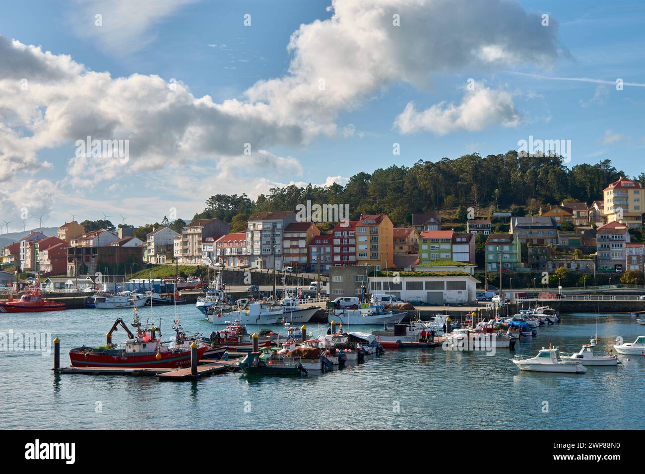 A scenic view of Camarinas, a small fishing village on the Costa de la Muerte in Galicia, Spain. Stock Photo
