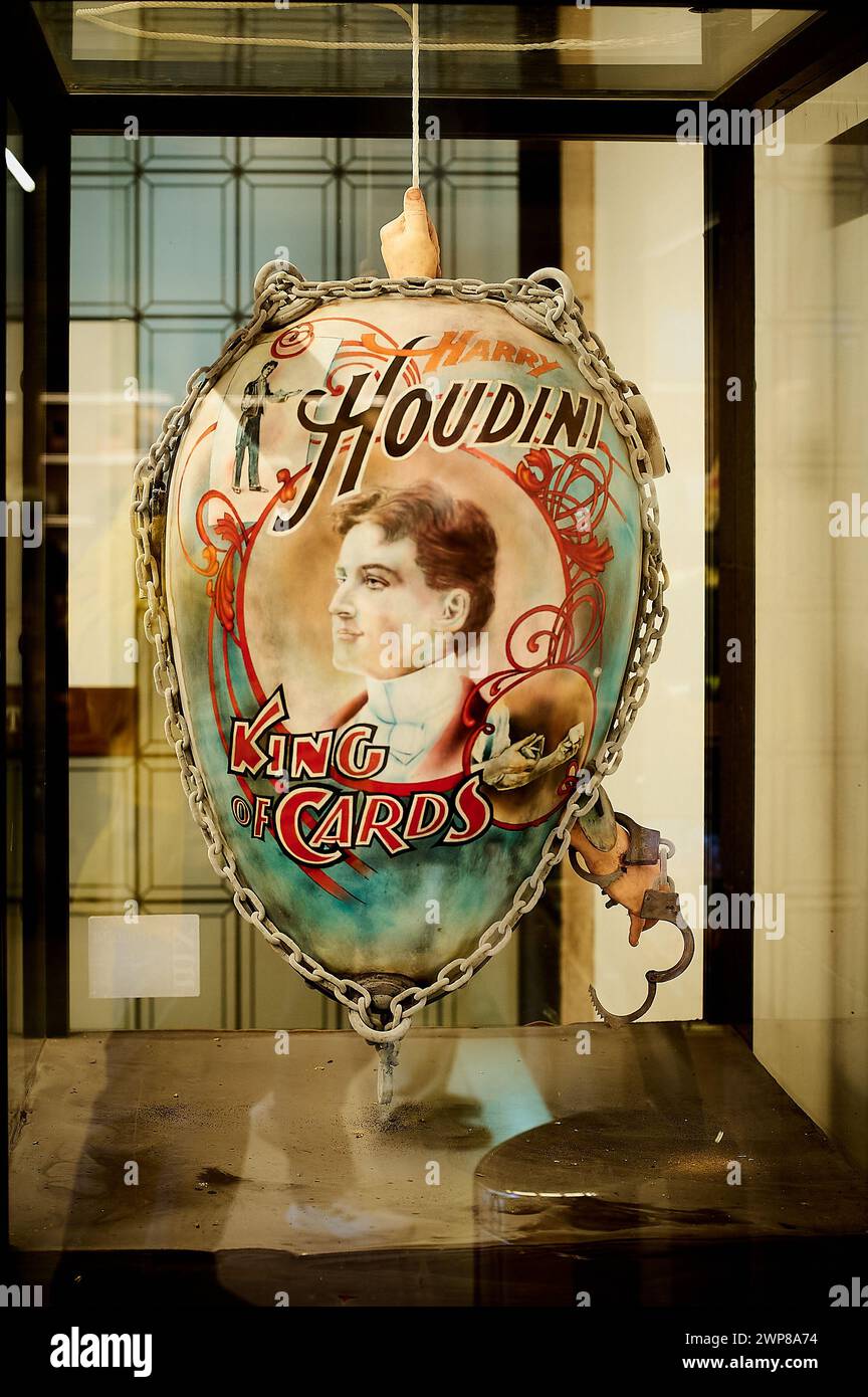 Barcelona, Spain - March 06, 2024: A framed 2019 international chocolate figurine contest award-winning chocolate museum chocolate egg of Harry Houdin Stock Photo
