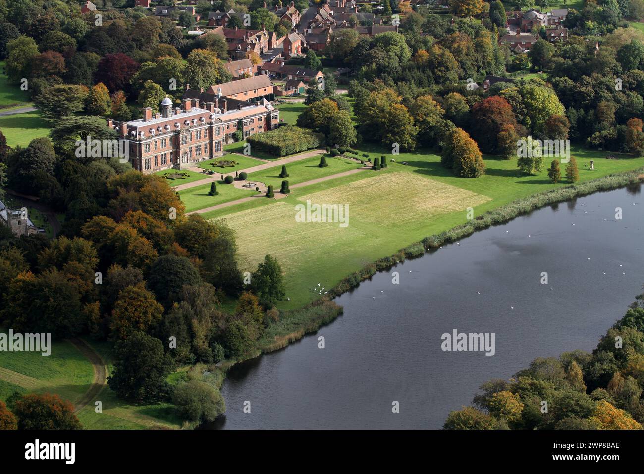 09/10/12. An aerial view showing autumn colour framing the historic ...