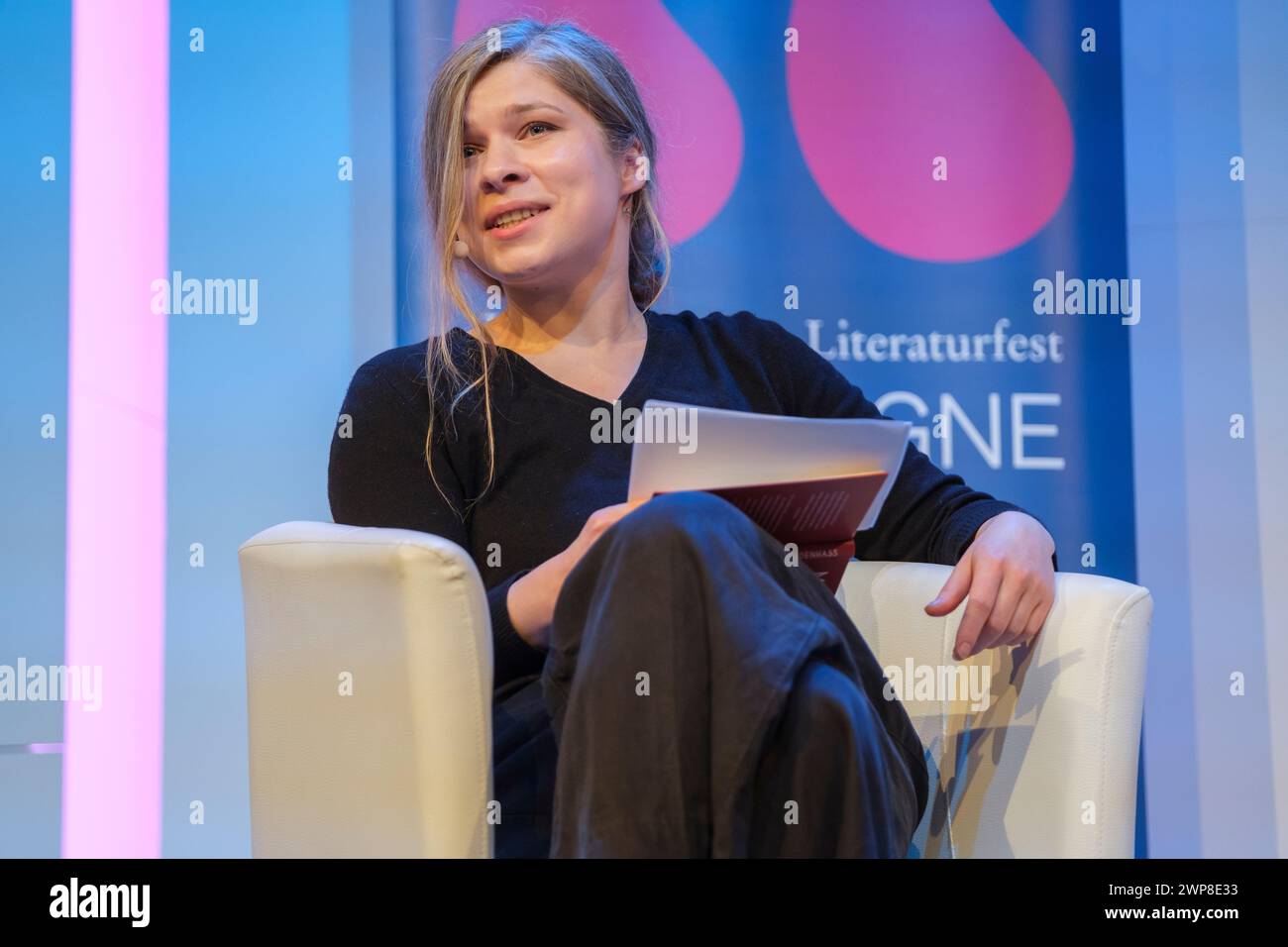 Nele Pollatschek, (writer, publicist and journalist) at the Cologne Literature Festival LIT.COLOGNE Stock Photo
