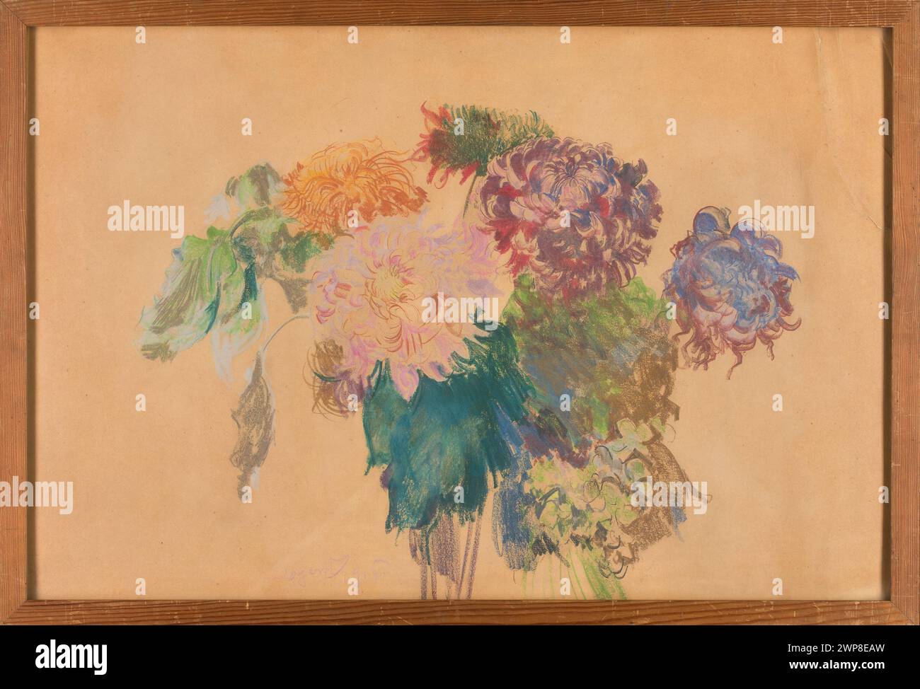 Chrysanthemums; Wyczóżó Kowski, Leon (1852-1936); 1916 (1916-00-00-1916-00-00);Pragier, Adam Szymon (1886-1976), Pragier, Adam Szymon (1886-1976)-collection, chrysanthemums, gift (provenance), Japanism (style), flowers, still life, Polish pastels, Polish (culture) Stock Photo