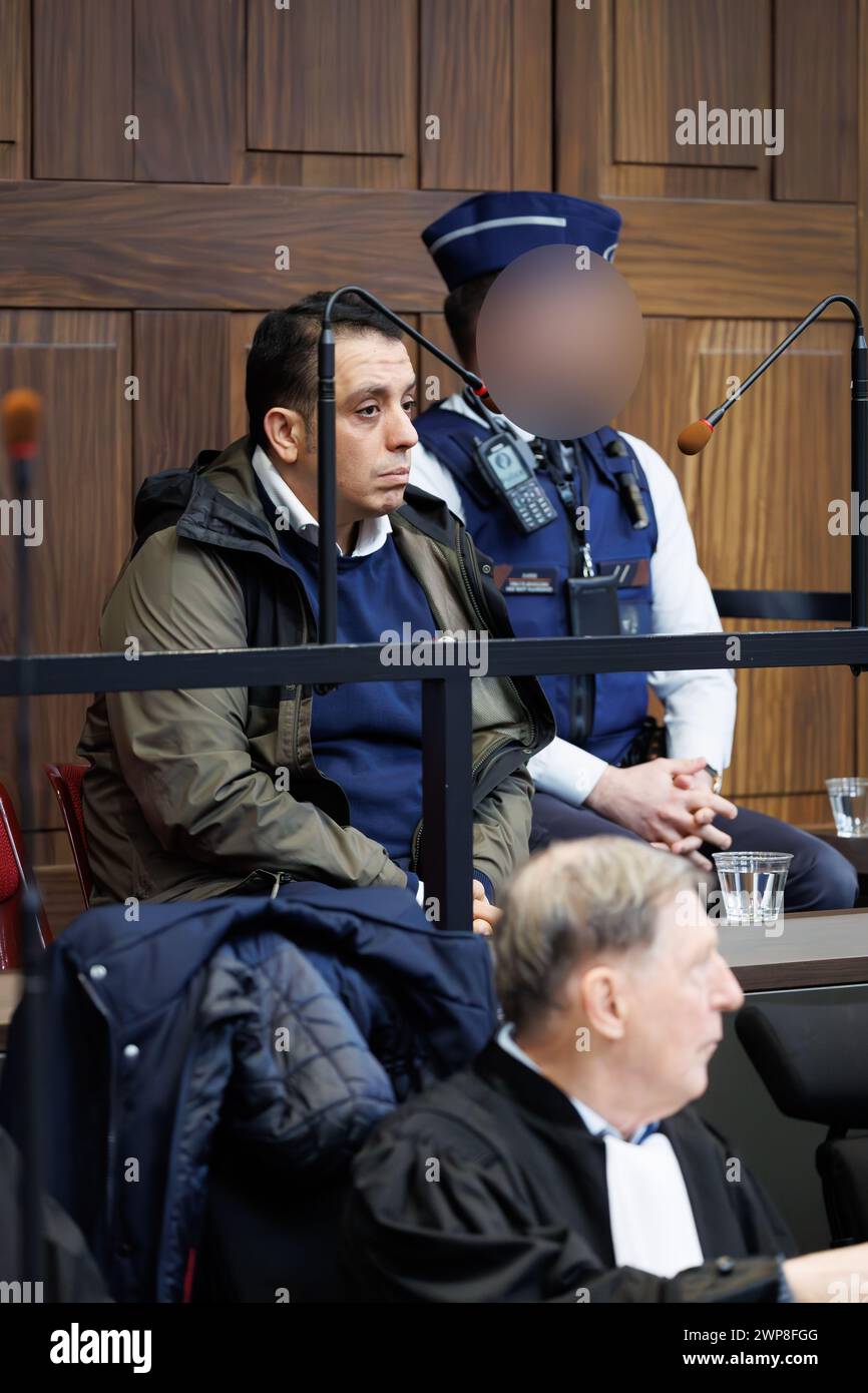 Brugge, Belgium. 23rd Feb, 2024. accused Ridoan Oudaha pictured at the start of his assizes trial before the Assizes Court of West-Flanders, in Brugge, Friday 23 February 2024. 43-year-old Oudaha is accused of killing his partner Jill Himpe (36) in Aalbeke on 05 November 2019, the victim's throat was slit. BELGA PHOTO KURT DESPLENTER Credit: Belga News Agency/Alamy Live News Stock Photo