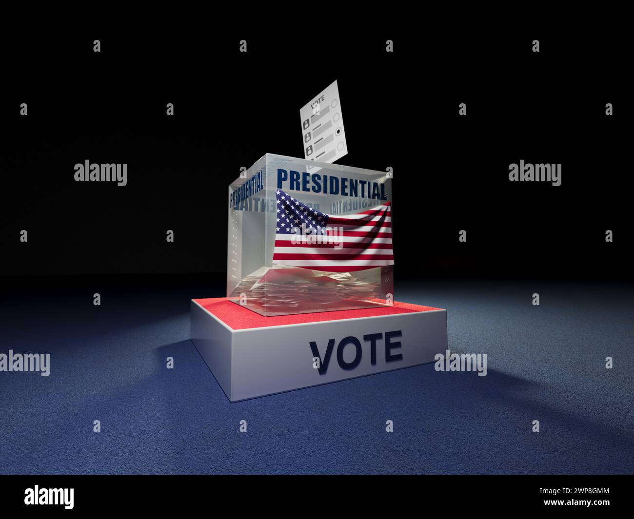 3d render election ballot box with USA flag Stock Photo - Alamy