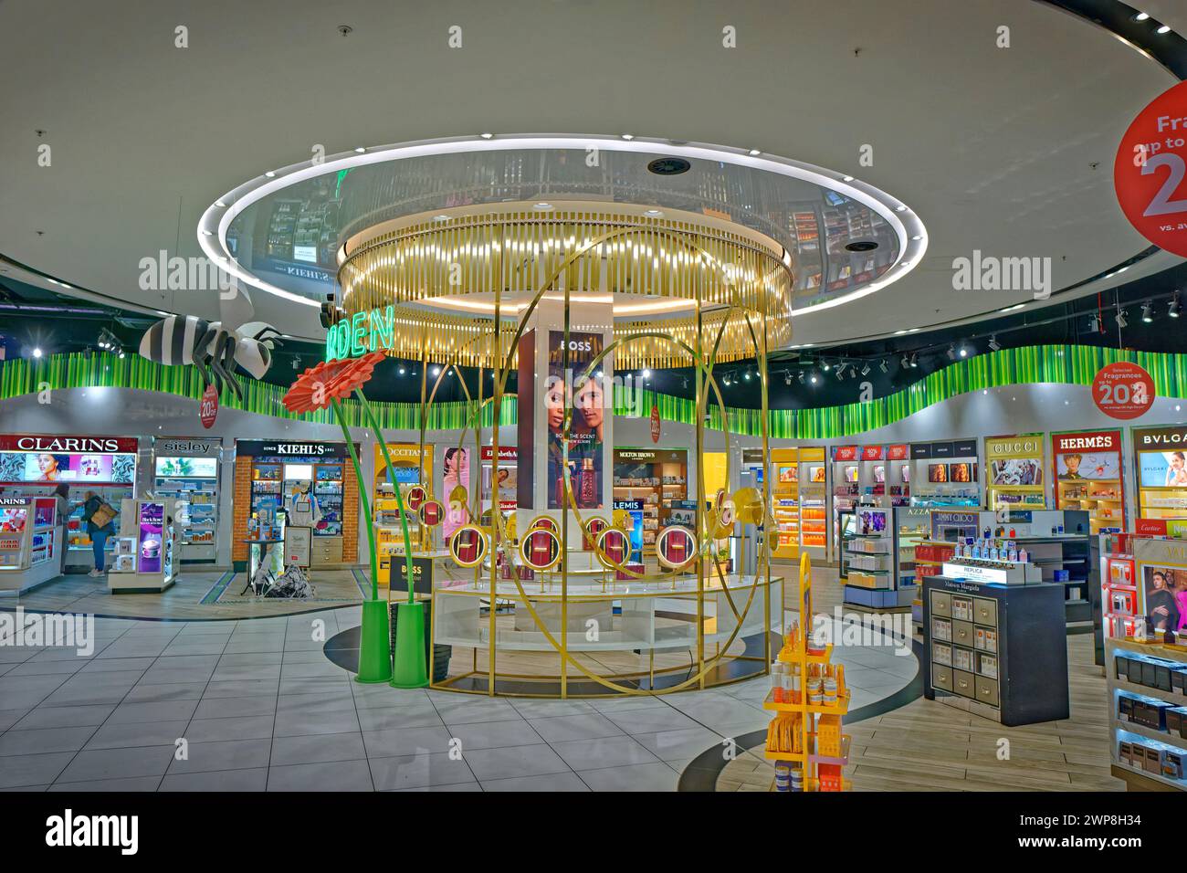 Terminal 2 Duty Free shop at Manchester Airport in England, UK. Stock Photo