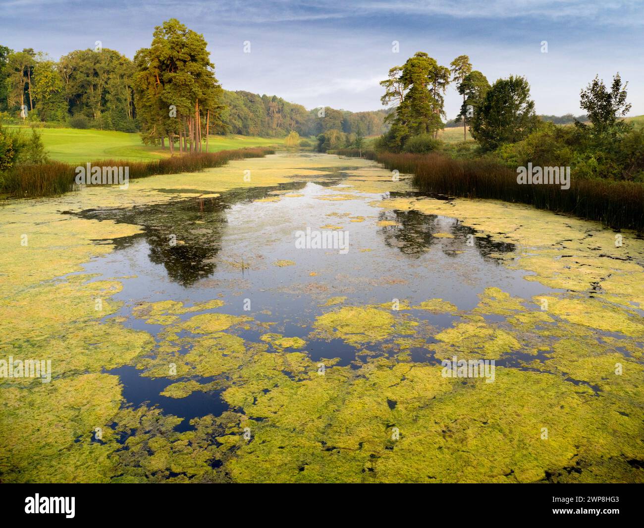 Heythrop Park is a 440-acre landscaped park in the heart of the Cotswolds. It  has a Grade II  listed early 18th-century country house, - now converte Stock Photo