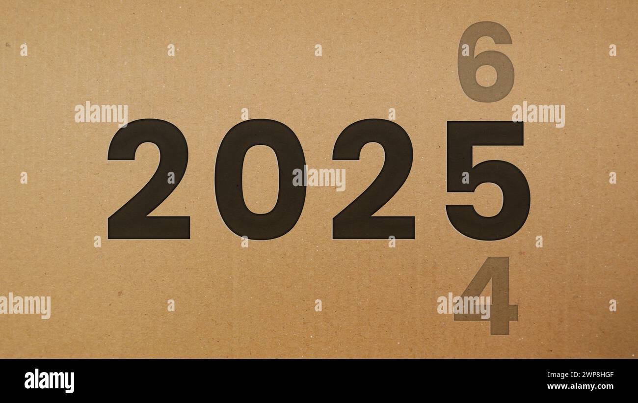 Happy New Year 2025, change of year numbers from 2024 to 2025 Stock