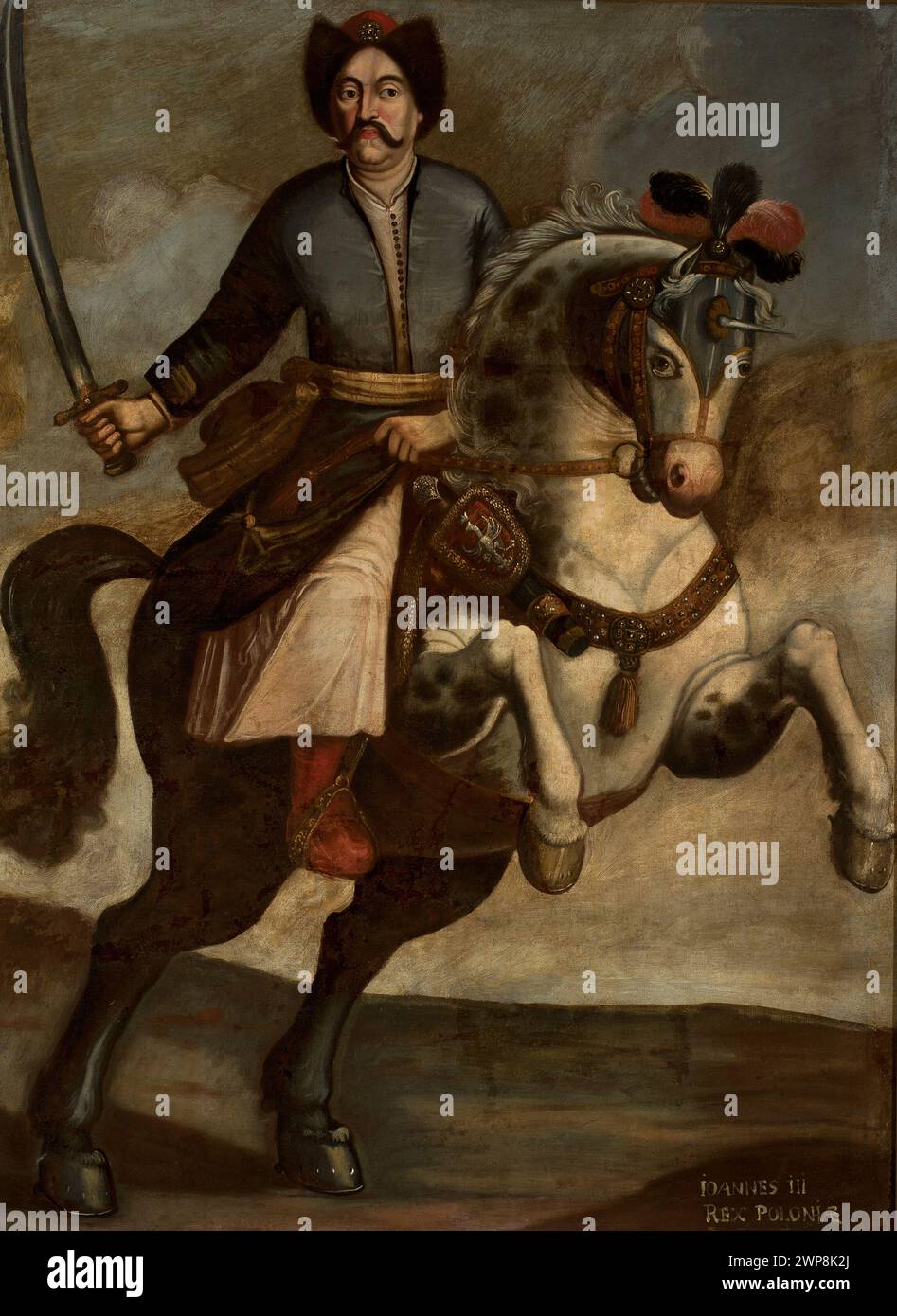 Portrait of Jan III Sobieski (1629-1696), King of Poland; unknown Polish painter; 2. PO. XVII century (1651-00-00-1700-00-00);Jan III Sobieski (King of Poland - 1629-1696) - iconography, Szwarc, Szymon (1884-1959) - collection, gift (provenance), horse portraits, Sarmatian costumes, sabers Stock Photo