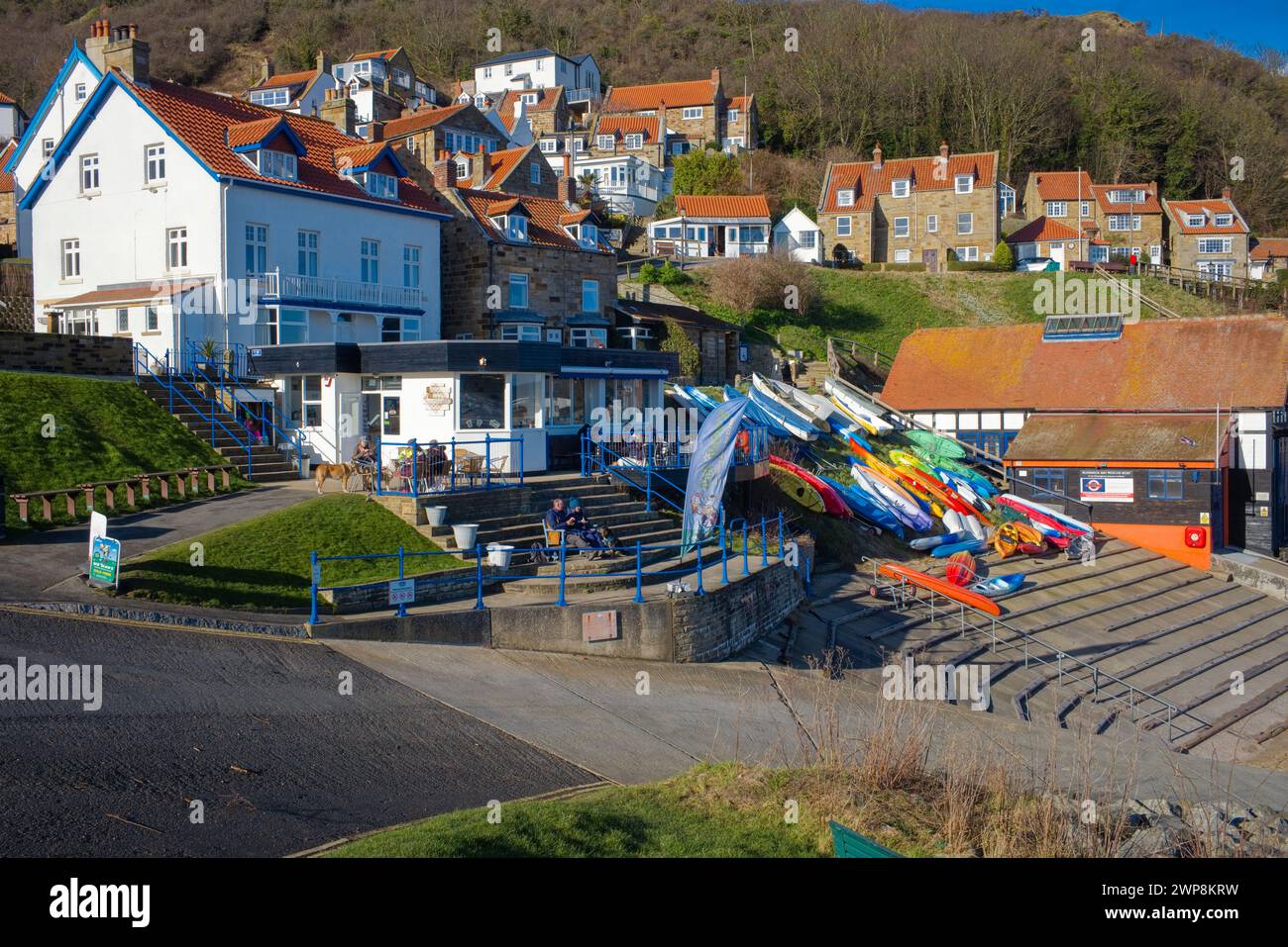 Tides cafe at Runswick Bay on the east coast of Yorkshire Stock Photo