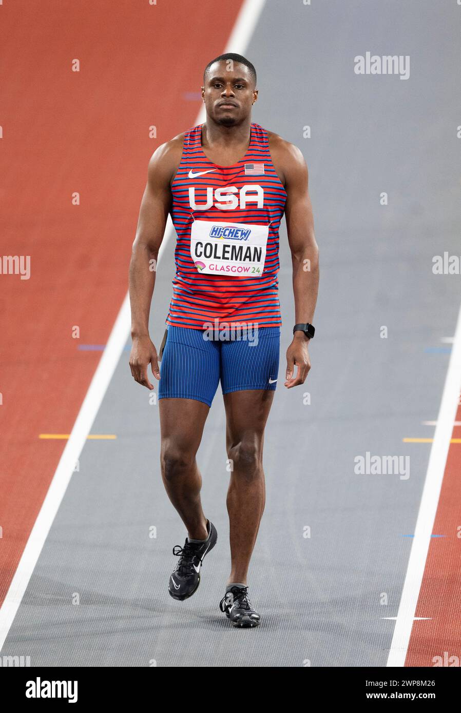 Christian Coleman of the USA competing in the men’s 60m final at the ...