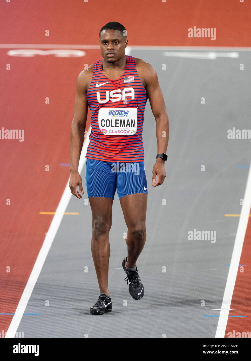 Christian Coleman of the USA competing in the men’s 60m final at the ...