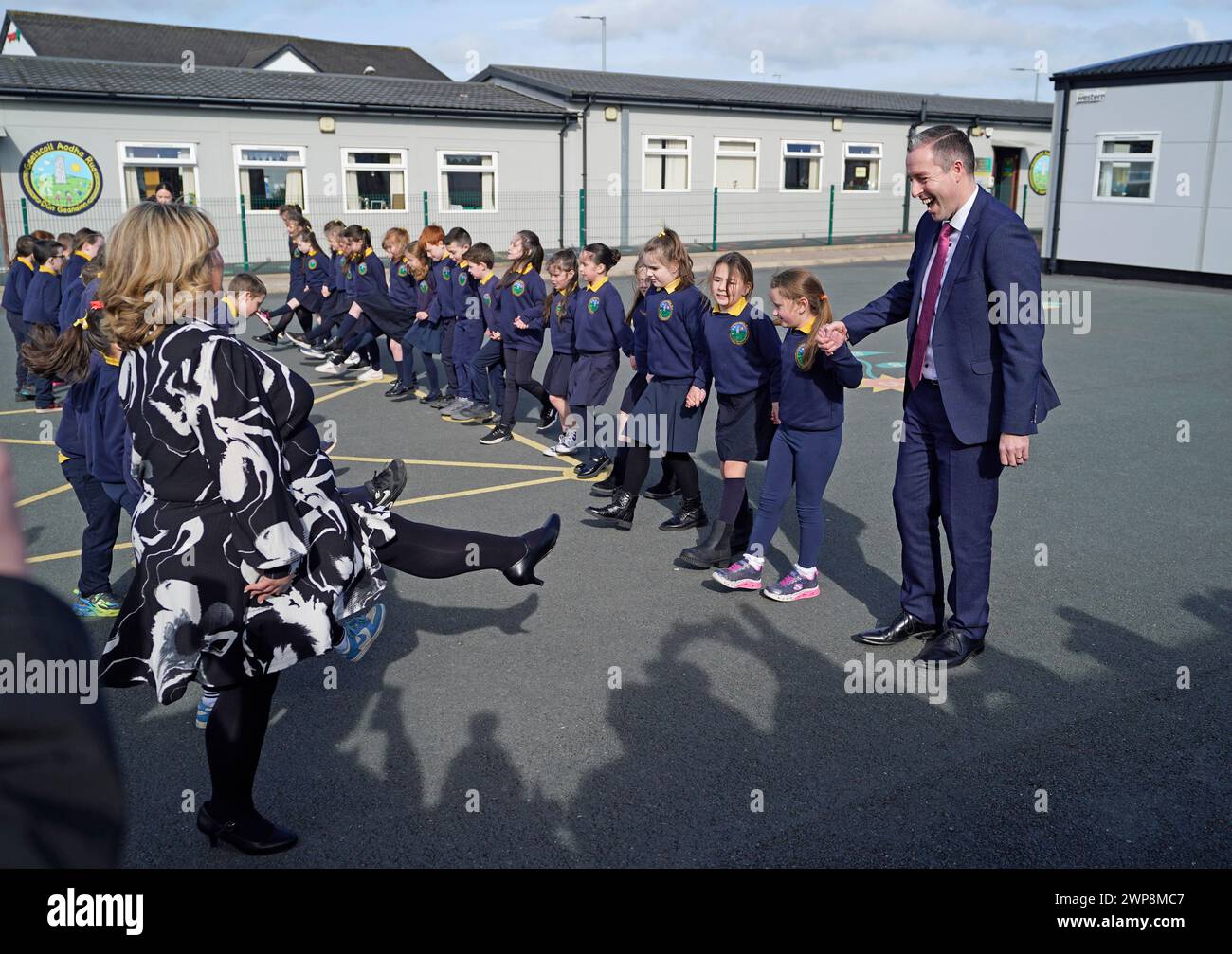 Northern Ireland Education Minister Paul Givan takes part in a ceili ...