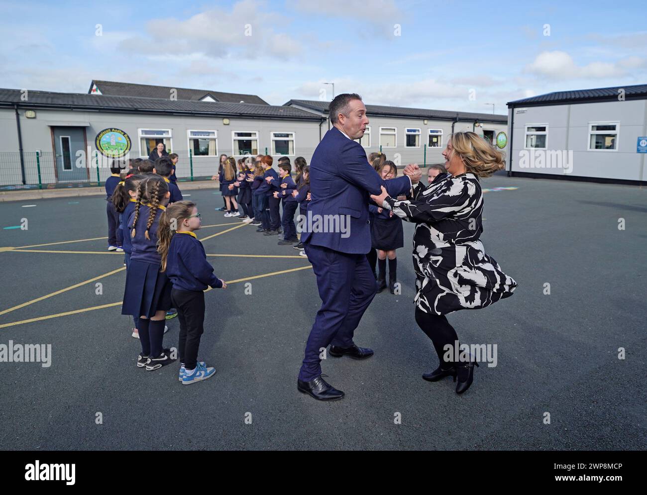 Northern Ireland Education Minister Paul Givan takes part in a ceili ...