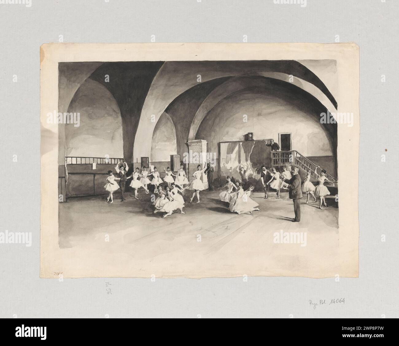 Ballet rehearsal room at the Grand Theater; Horseshoe, w Adys Aw (1866-1895); 1890 (1890-00-00-1890-00-00);J Whatman (filigree), meunier, Hipolit Edward (1825-1898), Meunier, Hipolit Edward (1825-1898)-iconography, Méyet, Leopold (1850-1912), Méyet, Leopold (1850-1912)-collection, Méyet, Leopold (1850-1912) - seal, Wielki Theater (Warsaw), Weekly Ilustrowany (Warsaw - magazine - 1859-1939), Weekly Ilustrowany (Warsaw - magazine - 1859-1939) - Illustration, Warsaw (Masovian Voivodeship), artists, artists, Ballet (theater), gift (provenance), Poland (culture), portraits of dancers, collective po Stock Photo