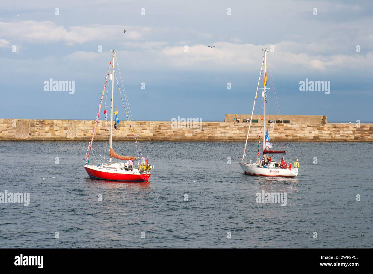 Yachts in Whitby harbour Stock Photo - Alamy