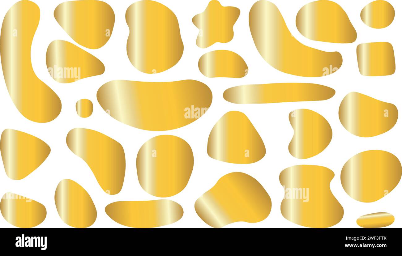 Vector Shape Gold Set of gold organic shapes. liquid shapes, graphic design elements ...