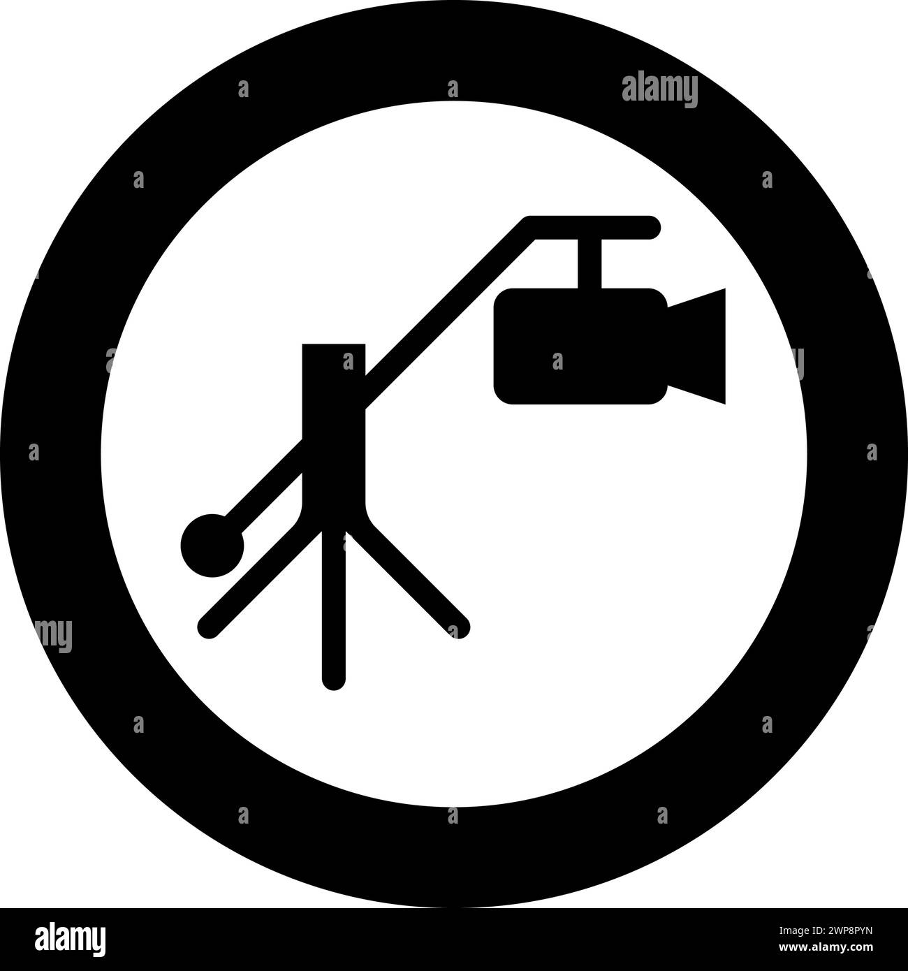 Camera crane video movie dv camcorder television icon in circle round black color vector illustration image solid outline style simple Stock Vector