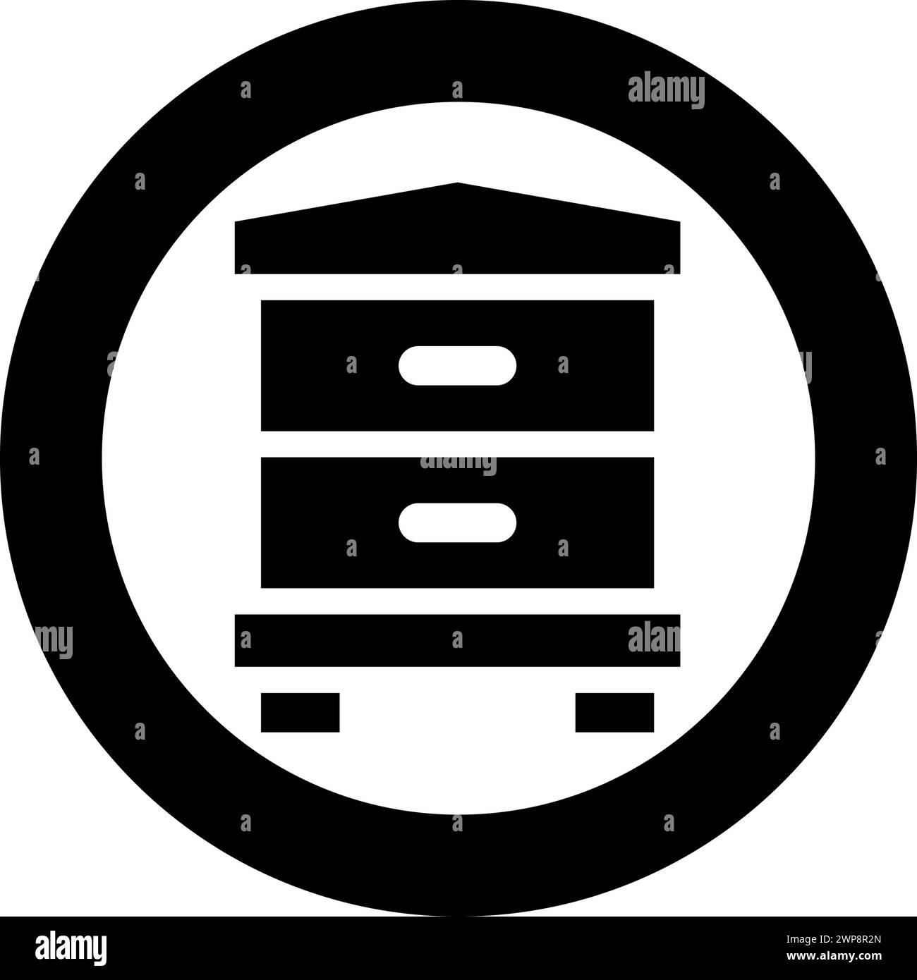 Hive bee house beehive apiary apiculture concept icon in circle round black color vector illustration image solid outline style simple Stock Vector