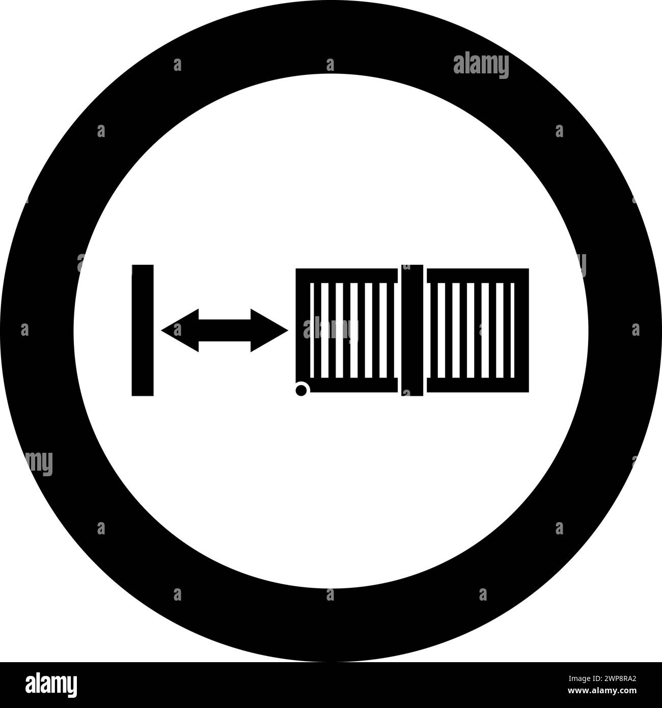 Sliding gates automatic lattice fence system entry enclosure icon in circle round black color vector illustration image solid outline style simple Stock Vector