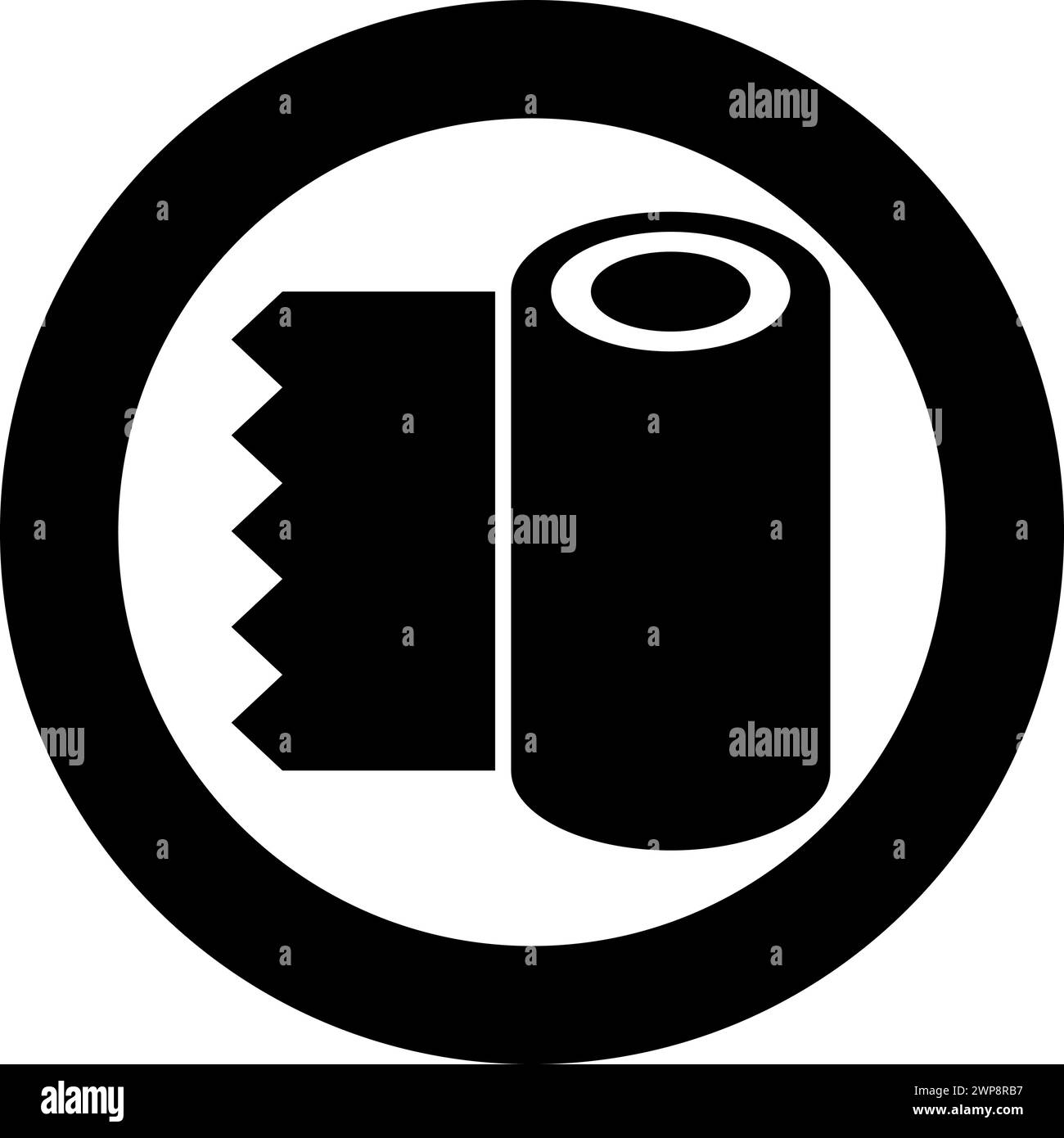Roll paper towel disposable wrap wallpaper fabric tissue office equipment icon in circle round black color vector illustration image solid outline Stock Vector