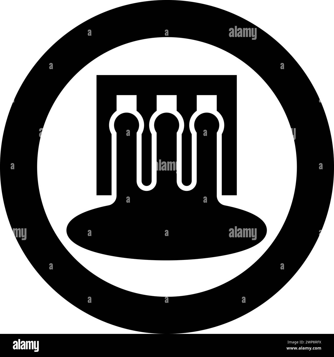 Hydro dam hydroelectric water power station hydropower energy technology plant powerhouse icon in circle round black color vector illustration image Stock Vector