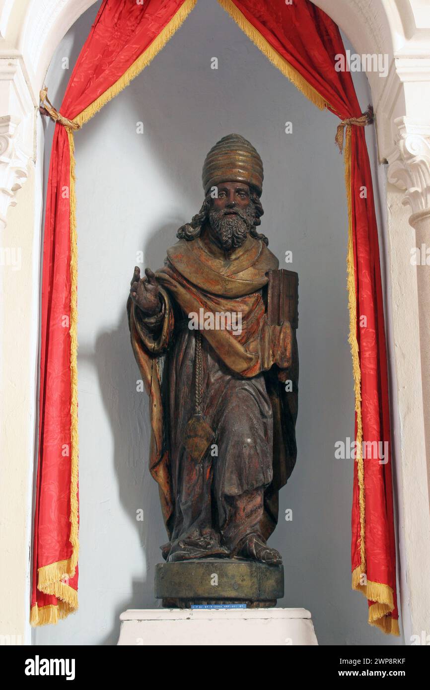 Saint Spyridon, statue in St. Michael's Church in Korcula, Korcula island, Croatia Stock Photo