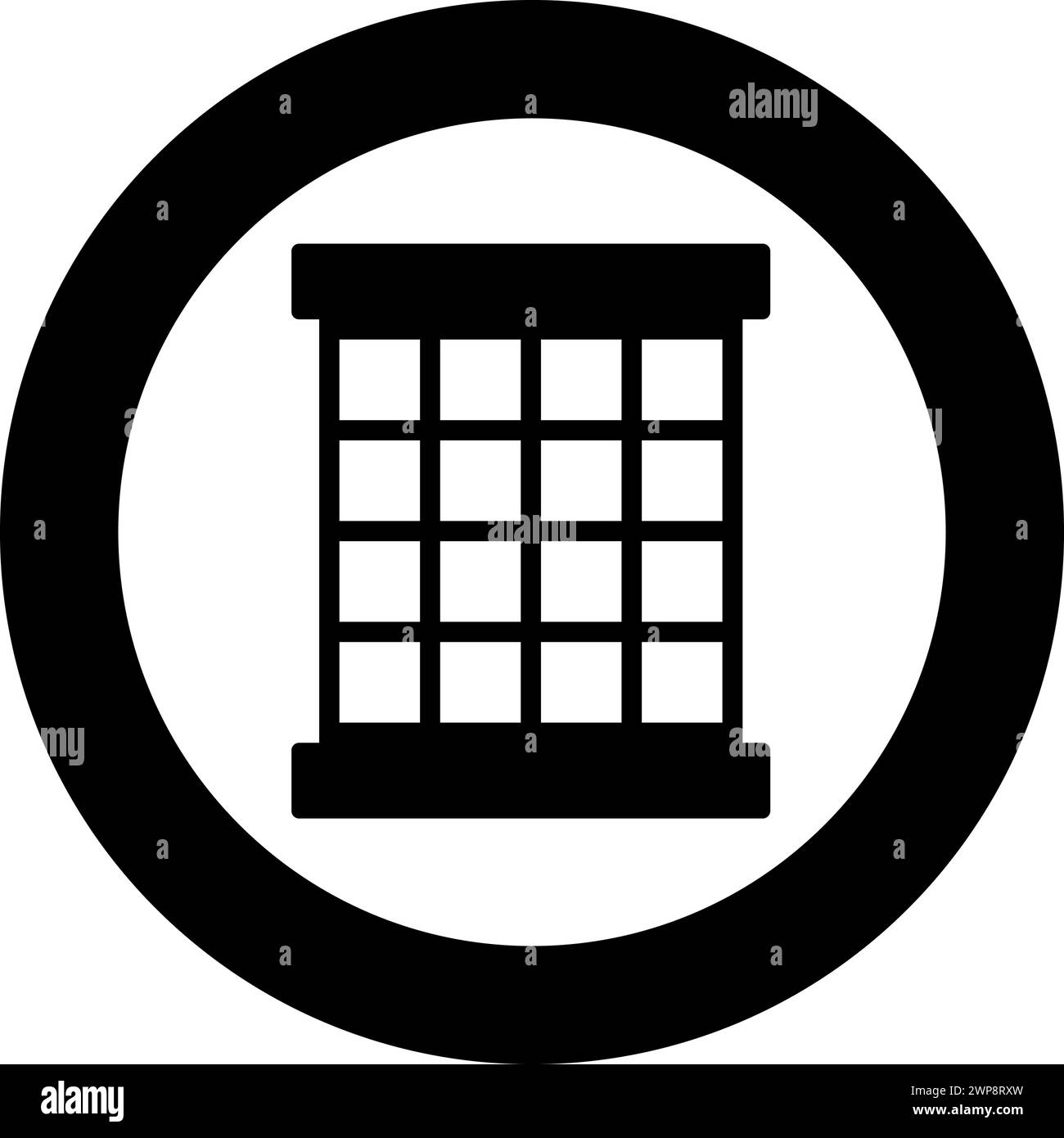 Prisoner window grid grate prison jail concept icon in circle round black color vector illustration image solid outline style simple Stock Vector