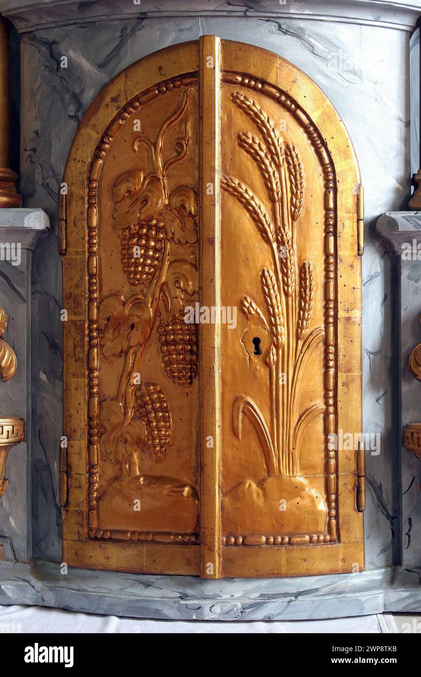 Tabernacle on the main altar in the church of Holy Trinity in Klenovnik, Croatia Stock Photo