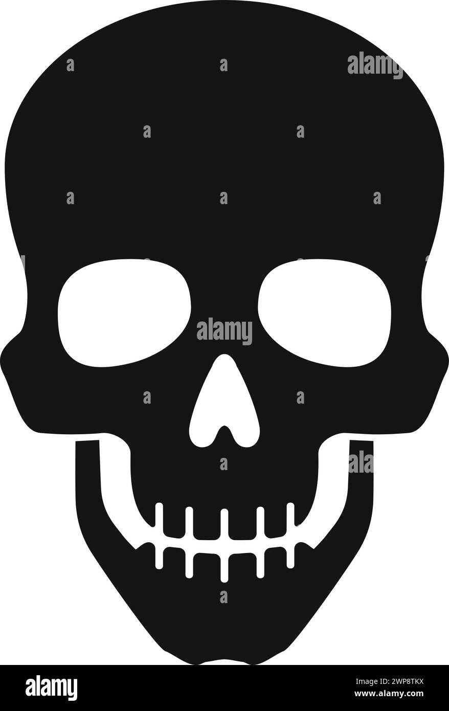 classic simple black skull icon symbol silhouette isolated on transparent background vector Stock Vector