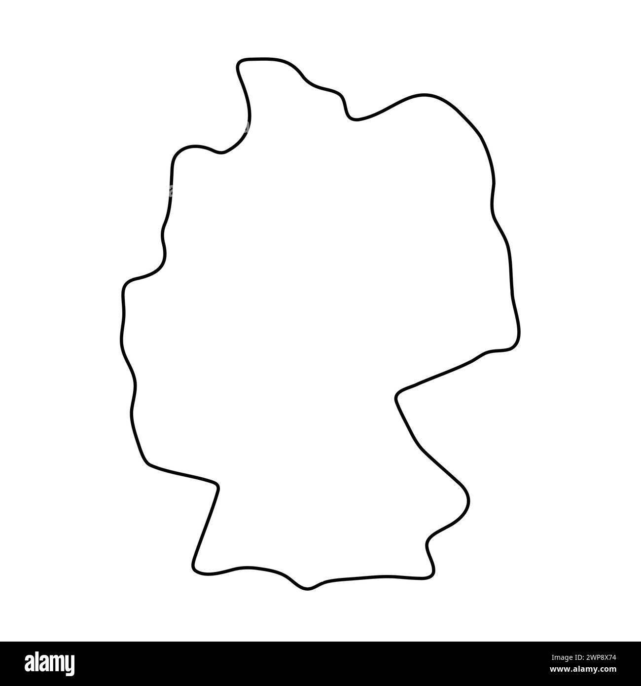 Germany country simplified map. Thin black outline contour. Simple vector icon Stock Vector