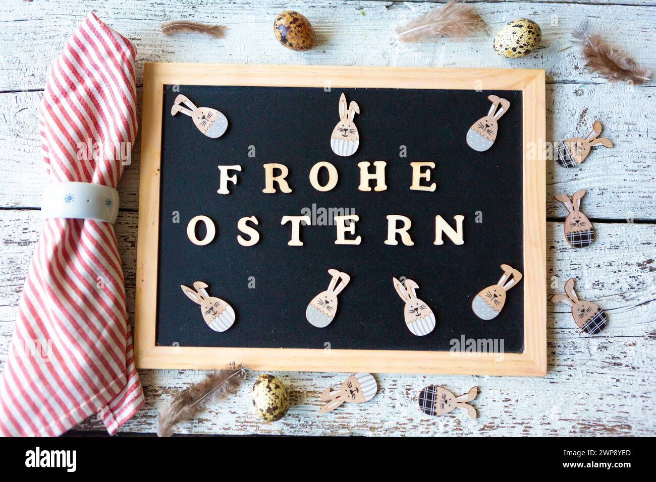 3 March 2024 Happy Easter, greeting made of wooden letters on a
