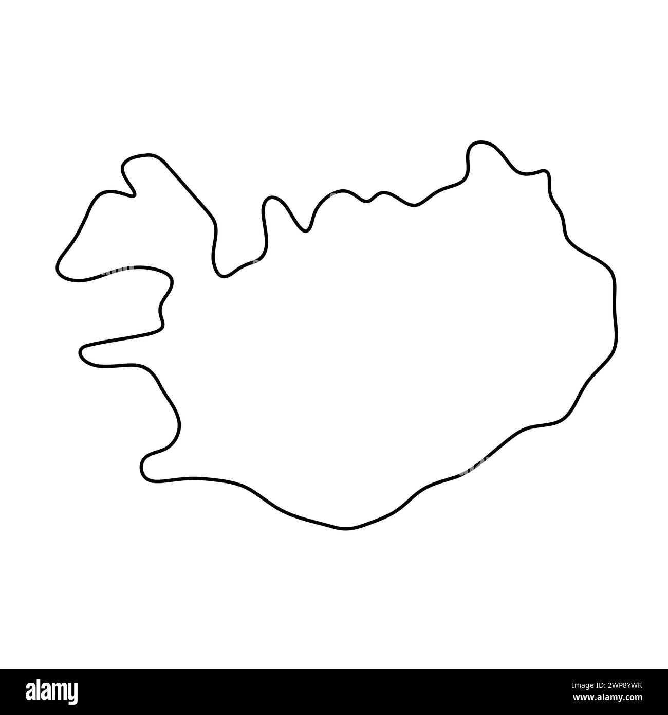 Iceland country simplified map. Thin black outline contour. Simple ...