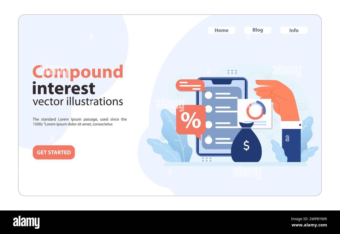 Financial independence, FIRE web banner or landing page. Compound ...