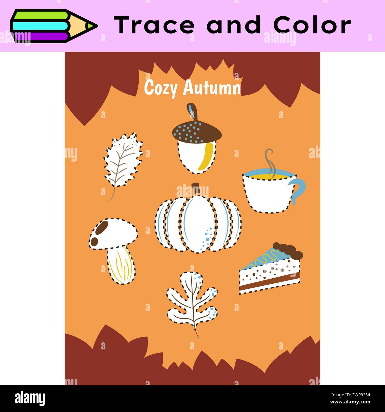 Pen tracing lines activity worksheet for children. Pencil control for
